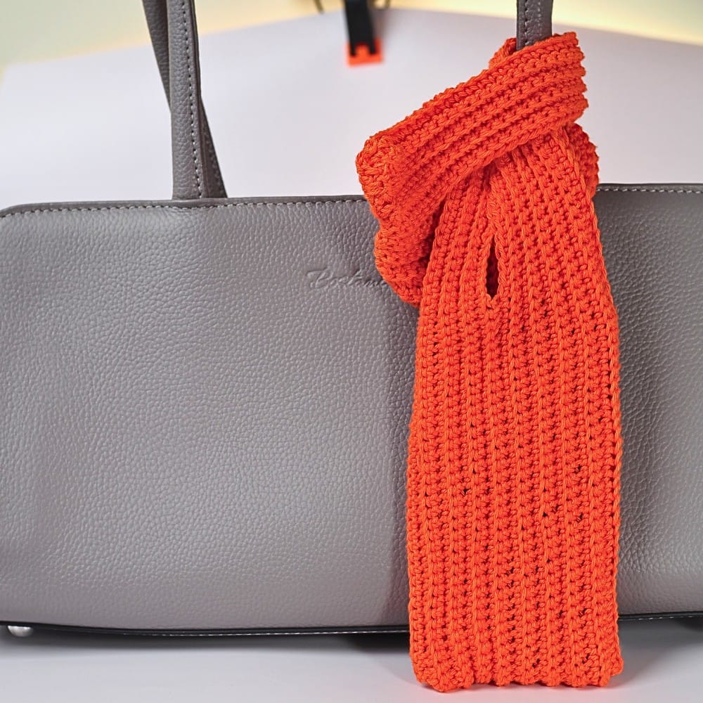 Chic Ribbed BLSC Phone Pocket Holder Free Crochet Pattern