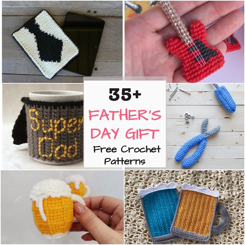5+ Father's Day Gifts Free Crochet Patterns collage