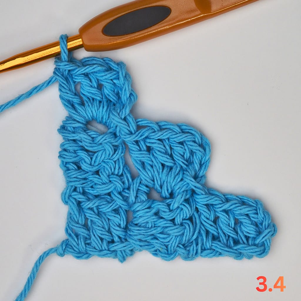 Completed C2C Row 3 with three blue blocks.
