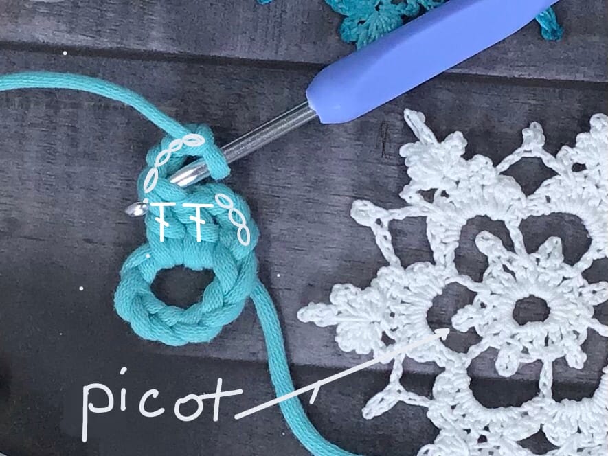 how to crochet a picot in a snowflake