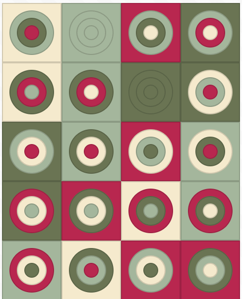 Evergreen & Berry palette in granny squares pattern